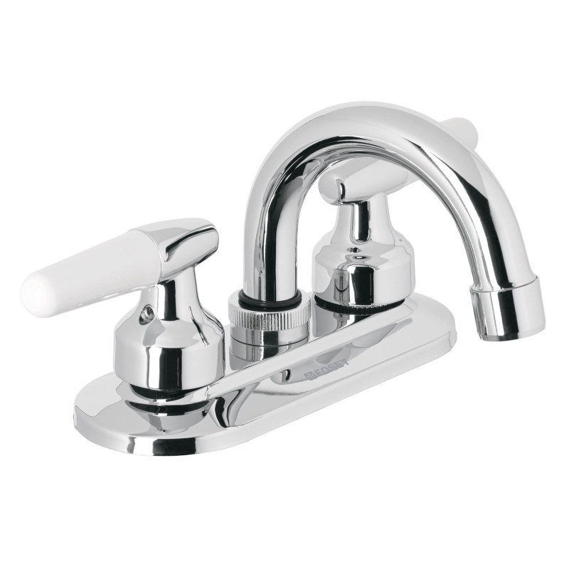 M-050I Mezcladora 4' para lavabo, cuello curvo, manerales cono