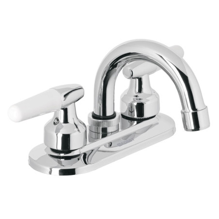 M-050I Mezcladora 4' para lavabo, cuello curvo, manerales cono