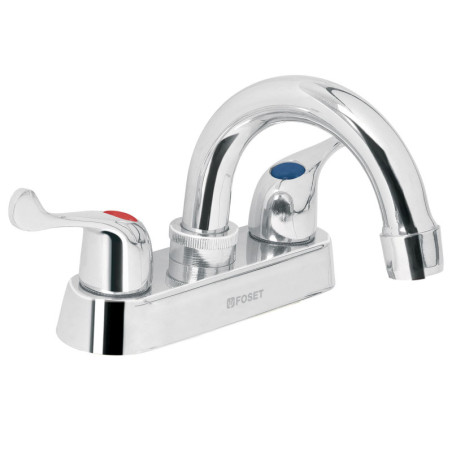 M-050P Mezcladora 4' para lavabo, cuello curvo, manerales palanca