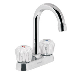 M-060A Mezcladora 4' para lavabo, cuello bar, manerales de acrílico