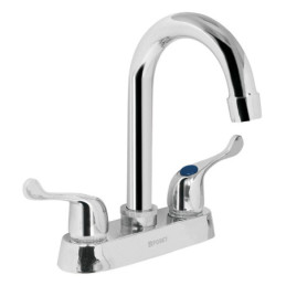 M-060P Mezcladora 4' para lavabo, cuello bar, manerales palanca