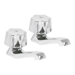 M-242 Juego 2 llaves individuales para lavabo, manerales metálicos