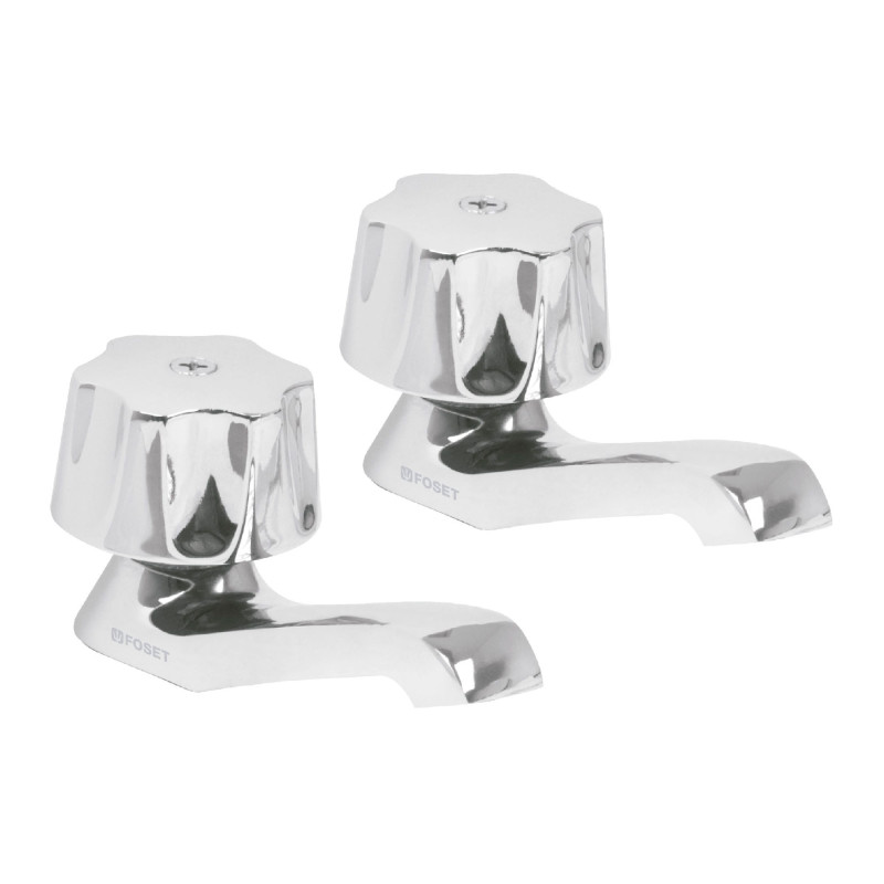 M-242 Juego 2 llaves individuales para lavabo, manerales metálicos