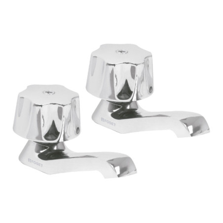 M-242 Juego 2 llaves individuales para lavabo, manerales metálicos