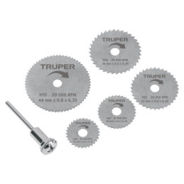 MOTO-5D Juego de 5 mini discos sierras para mototool, Truper