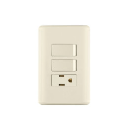 PA-APCO-B2I Placa armada 2 interruptores y contacto, marfil, Basic