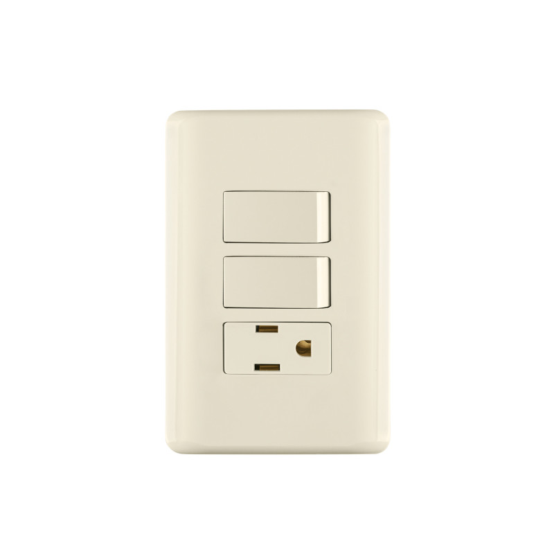 PA-APCO-B2I Placa armada 2 interruptores y contacto, marfil, Basic