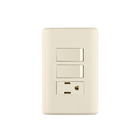 PA-APCO-B2I Placa armada 2 interruptores y contacto, marfil, Basic