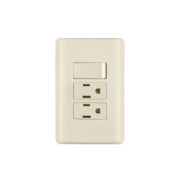 PA-APCO-B3I Placa armada interruptor y 2 contactos, marfil, Basic