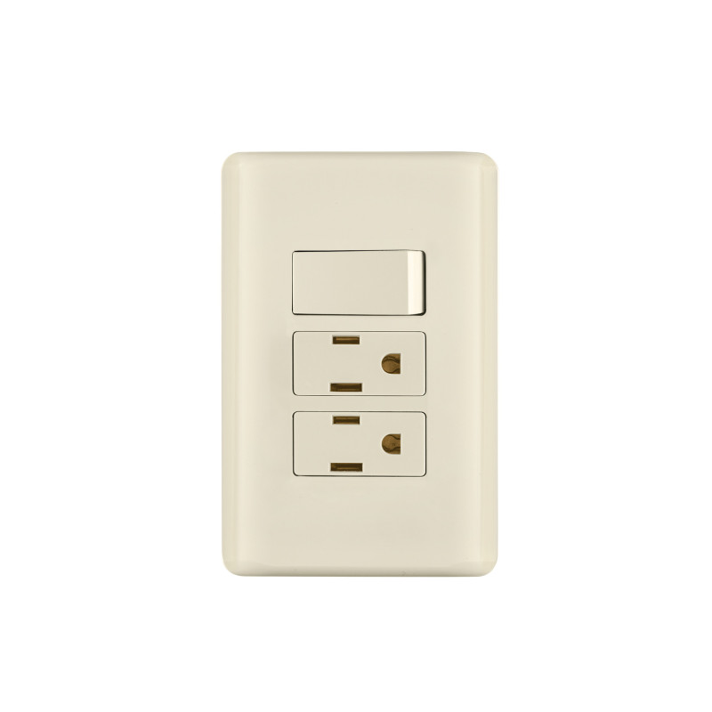 PA-APCO-B3I Placa armada interruptor y 2 contactos, marfil, Basic