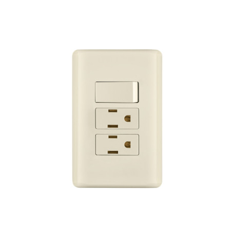 PA-APCO-B3I Placa armada interruptor y 2 contactos, marfil, Basic