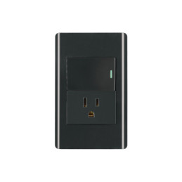 PA-APCO15-LN Placa armada negra interruptor y contacto 1.5 mód, Lisboa