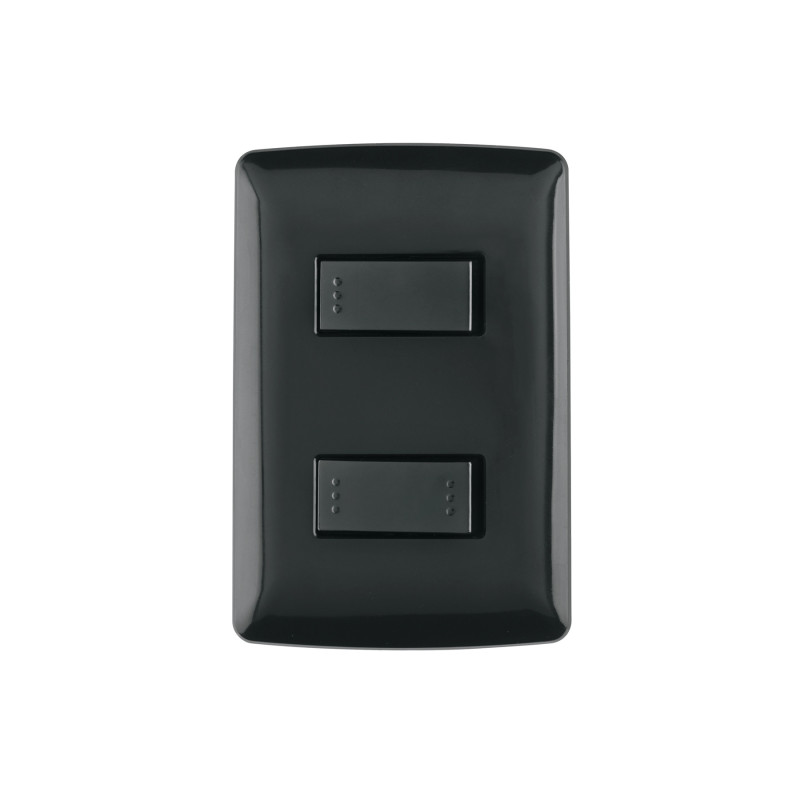PA-APDO-EIN Placa armada 1 interruptor 1 escalera, negro, línea Italiana