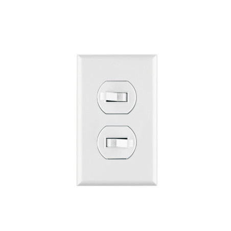 PA-APDO-SB Placa armada 2 interruptores sencillo, línea Standard, blanc
