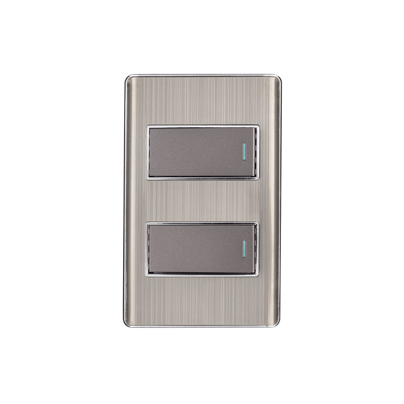 PA-APDO1-LA Placa armada acero inox con 2 interruptores 1 módulo, Lisboa