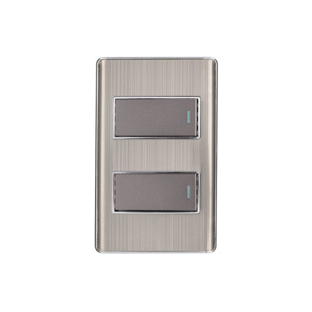 PA-APDO1-LA Placa armada acero inox con 2 interruptores 1 módulo, Lisboa