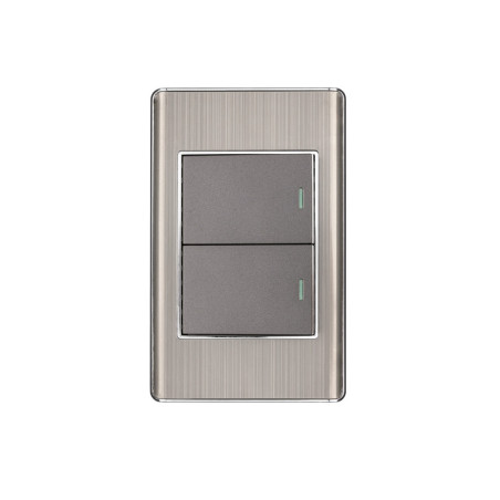 PA-APDO15-ELA Placa armada acero 1 interruptor y 1 de 3vías 1.5mód,Lisboa