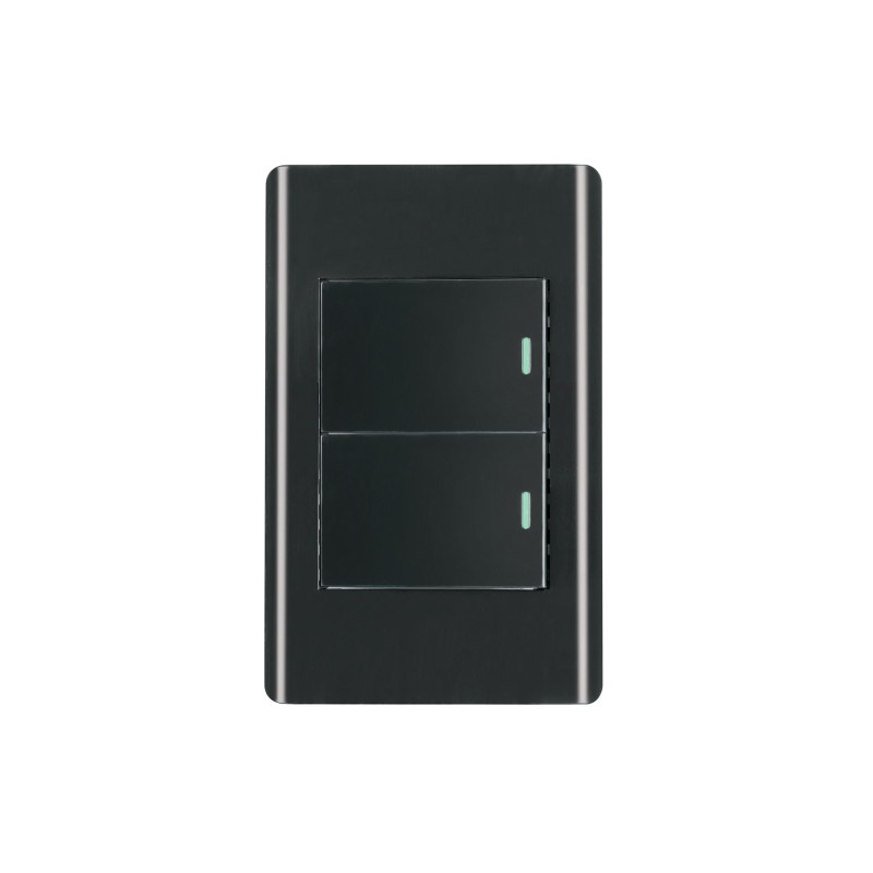 PA-APDO15-ELN Placa armada negra 1 interruptor y 1 de 3vías 1.5mód,Lisboa
