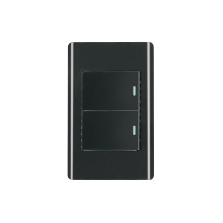 PA-APDO15-ELN Placa armada negra 1 interruptor y 1 de 3vías 1.5mód,Lisboa