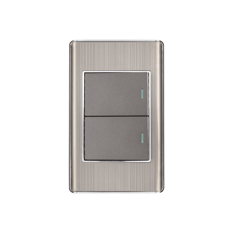 PA-APDO15-LA Placa armada acero inox 2 interruptores 1.5 módulos, Lisboa