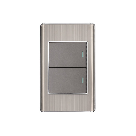 PA-APDO15-LA Placa armada acero inox 2 interruptores 1.5 módulos, Lisboa