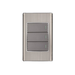 PA-APTR-LA Placa armada acero inox 3 interruptores 1 módulo, Lisboa