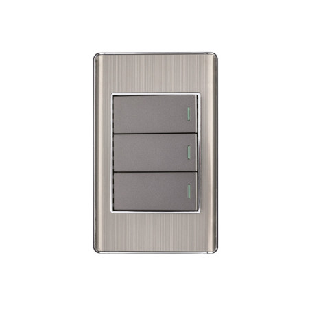 PA-APTR-LA Placa armada acero inox 3 interruptores 1 módulo, Lisboa