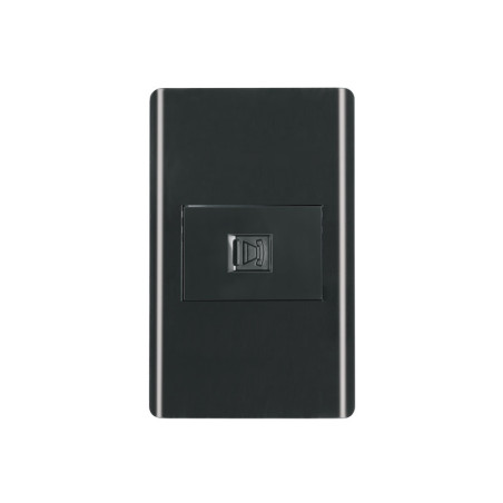 PA-TE-LN Placa armada negra 1 toma para teléfono 1.5 mód, Lisboa