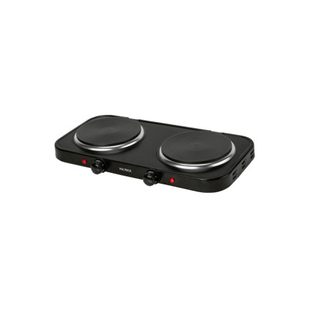 PAEL-2CDN Parrilla eléctrica doble quemador tipo disco, negra, Volteck