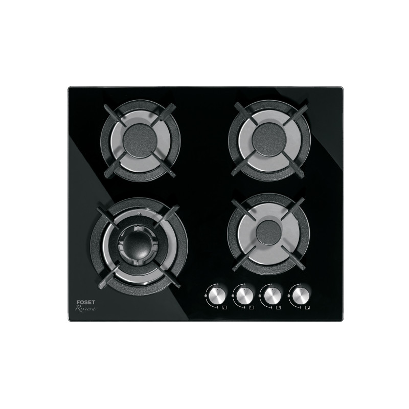 PAGA-4EV Parrilla de gas empotrable 4 quemadores, vidrio, Foset