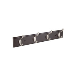 PEPU-44 Perchero negro para pared con 4 ganchos satinados, Hermex