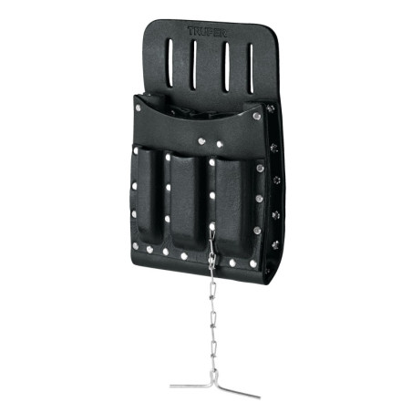 POHE-11CU Porta herramientas de cuero con 11 compartimentos, Truper