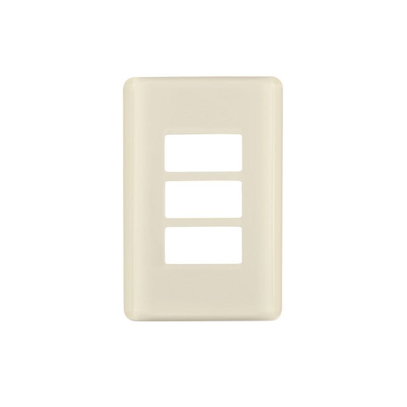 PPTR-BI Placa 3 módulos, marfil, línea Volteck Basic