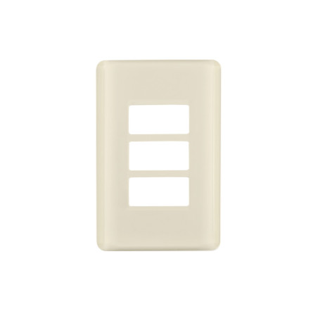 PPTR-BI Placa 3 módulos, marfil, línea Volteck Basic