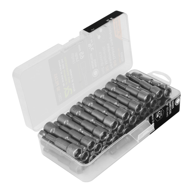 PUDE-9027-50 Estuche con 50 dados magnéticos de 3/8' largo 2', Expert