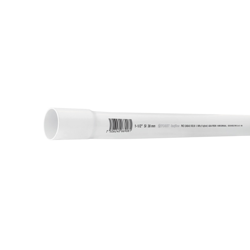 PVC-105 Tubo de 3 m de PVC de 1-1/2' hidráulico RD 26, Foset