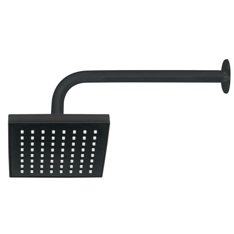 R-404M Regadera cuadrada 6' acabado negro mate con brazo, Foset