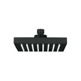 R-404SM Regadera cuadrada ABS 6' acabado negro mate sin brazo, Foset