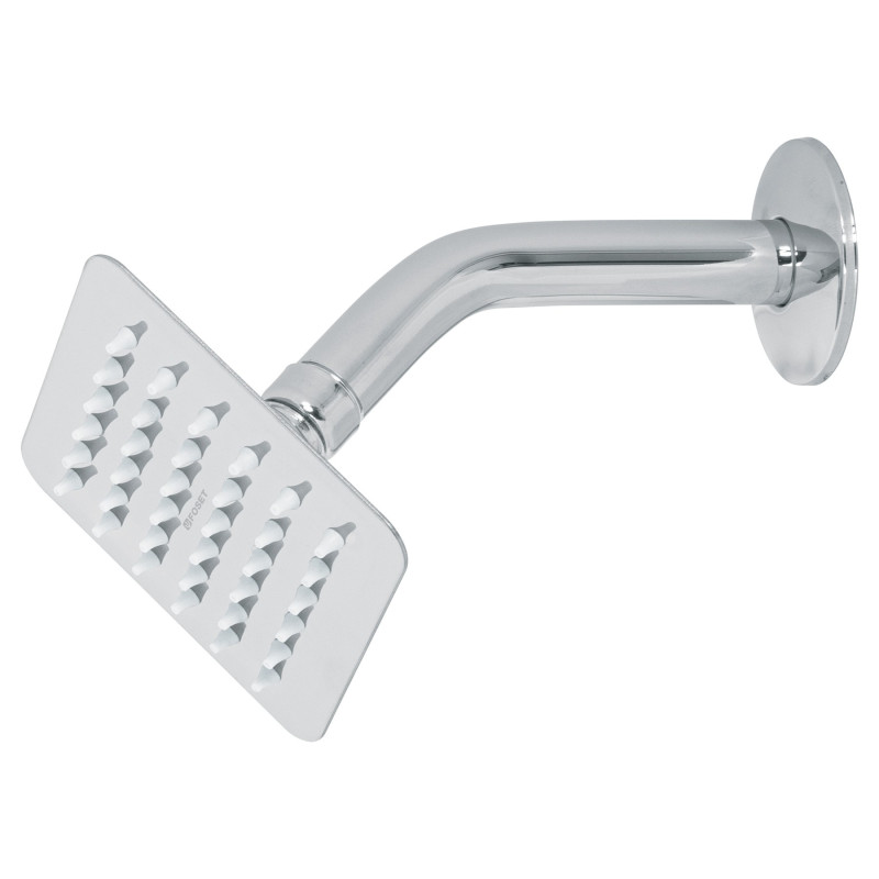 R-413 Regadera cuadrada 4', acero inox, con brazo, cromo, Túbig