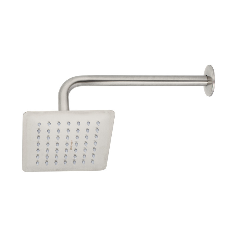 R-414N Regadera cuadrada 6', acero inox, con brazo, satín, Túbig