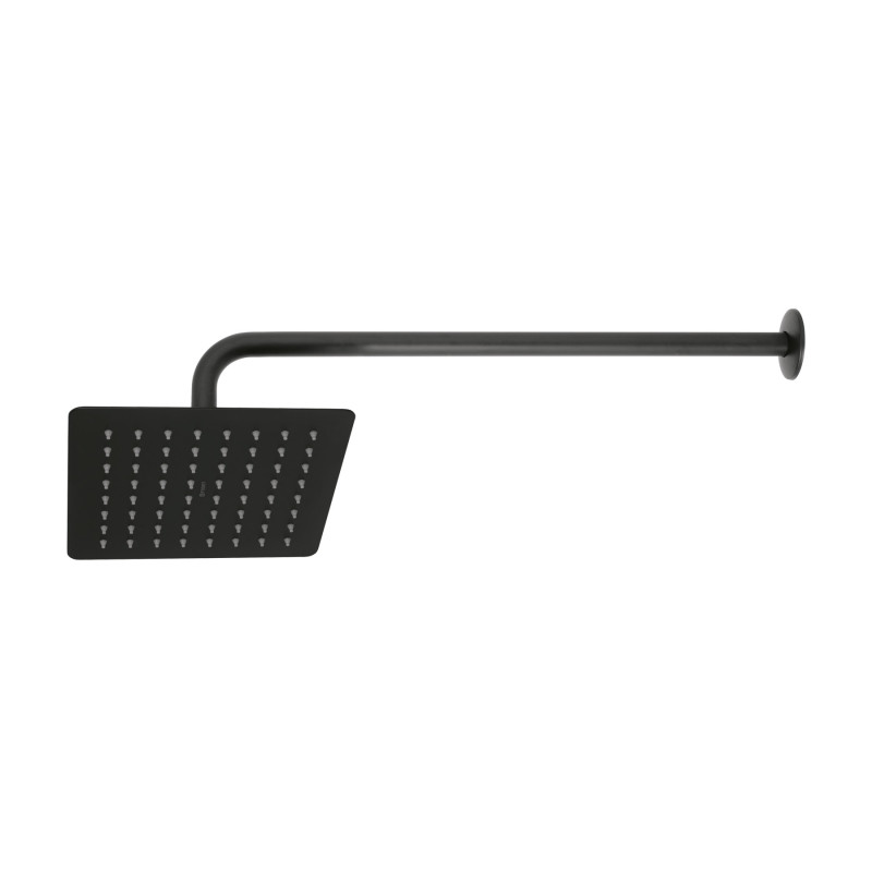 R-415M Regadera cuadrada 8', acero inox, con brazo, negro, Túbig