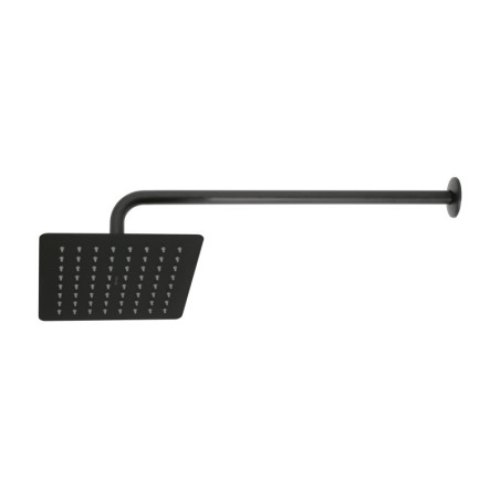 R-415M Regadera cuadrada 8', acero inox, con brazo, negro, Túbig
