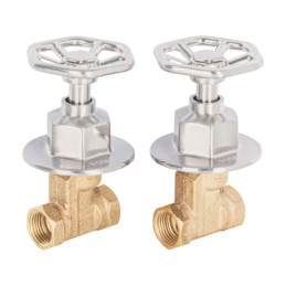 TBE-061N Juego manerales redondos, roscables p/regadera, satín, Foset