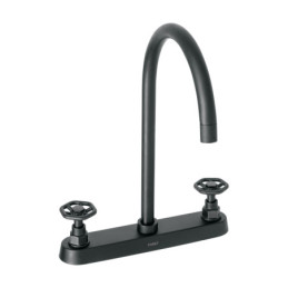 TBF-81M Mezcladora p/fregadero,manerales redondos,negro mate,Tubig