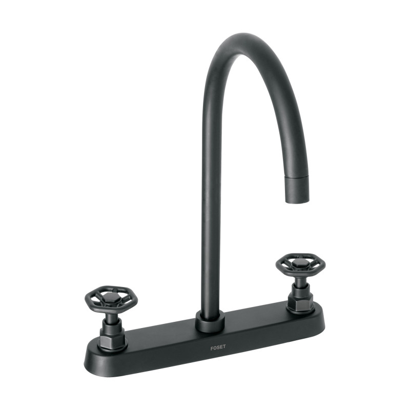 TBF-81M Mezcladora p/fregadero,manerales redondos,negro mate,Tubig