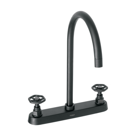 TBF-81M Mezcladora p/fregadero,manerales redondos,negro mate,Tubig