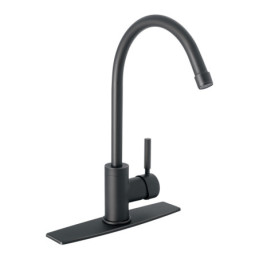 TBF-83M Monomando para fregadero, cuello alto, negro mate, Tubig