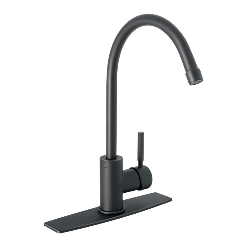TBF-83M Monomando para fregadero, cuello alto, negro mate, Tubig