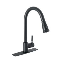 TBF-84M Monomando para fregadero,cuello extraible,negro mate,Tubig