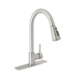 TBF-84N Monomando para fregadero, cuello extraible, satín, Tubig